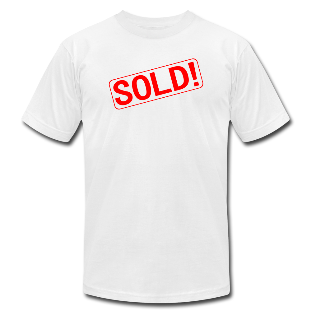 SOLD Real Estate Sign Rider Unisex Jersey T-Shirt by Bella + Canvas - white