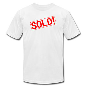 SOLD Real Estate Sign Rider Unisex Jersey T-Shirt by Bella + Canvas - white