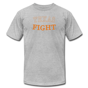 Texas Fight Front OU SUCKS Rear Shirt Unisex Jersey T-Shirt by Bella + Canvas - heather gray