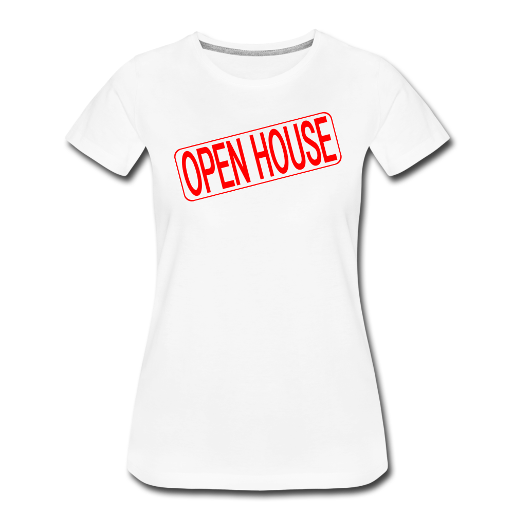 OPEN HOUSE Real Estate Sign Rider Women’s Premium T-Shirt - white