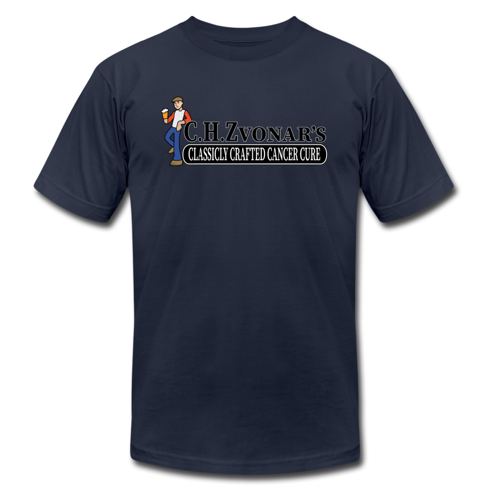 Zvonar's Crafted Cure Unisex Jersey T-Shirt by Bella + Canvas - navy