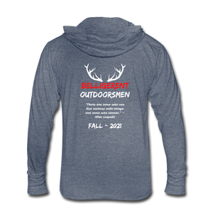 Belligerent Outdoorsman Unisex Tri-Blend Hoodie Shirt - heather blue